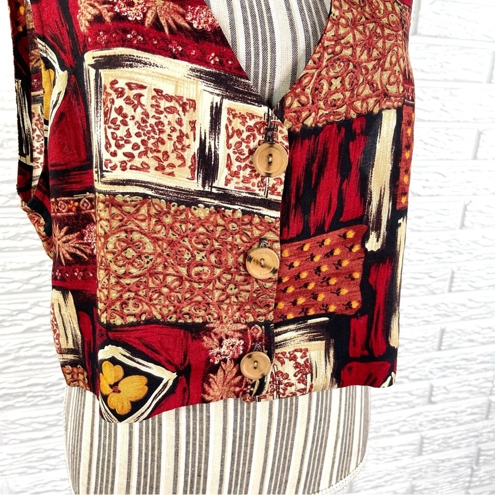 Vintage Jd Wright Patterned Patchwork Vest Size 1… - image 3